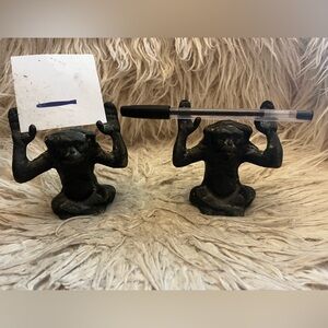 Bombay metal monkeys  business card/pen holder